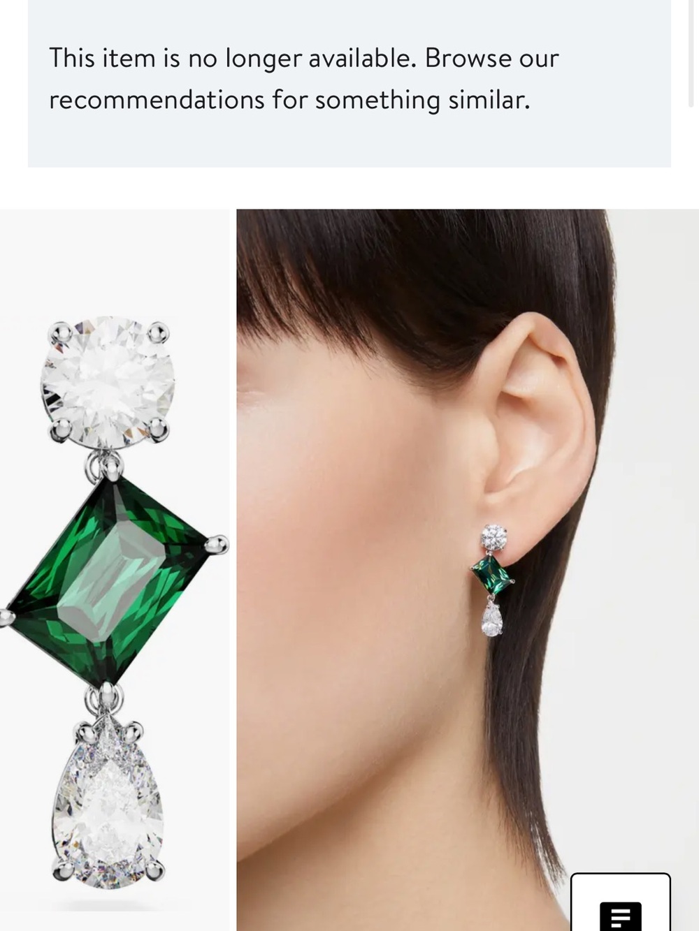 Swarovski Green and Clear Crystal Drop Earrings